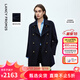 朗姿純羊毛軍旅風(fēng)氣質(zhì)毛呢外套通勤休閑雙面呢高級感大衣冬季新款 群青色 L