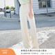 香影窄版直筒褲女高腰2026夏季新款垂墜感寬松顯瘦休閑雪紡闊腿褲 米色 M