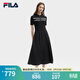 FILA 斐樂(lè )官方女裝連衣裙女子2025夏新款潮流休閑修身短袖連身裙 正黑色-BK L 170/88A/L