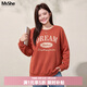 MsShe【撞色植絨印花衛衣】大碼女裝2026春裝胖mm巨好看寬松上衣 焦糖色現貨 4XL