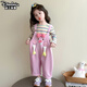 迪士咪魯（DISHIMILU）女小童寶寶背帶褲套裝春裝2026新款春秋兒童裝女孩春季小孩衣服 XT911(打底衫+背帶褲）-粉色 110 碼/身高100-110cm（3-4歲）