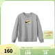 NIKE 3BRAND 耐克男女童純棉毛圈衛衣2025秋季撞色logo兒童休閑上衣 巖嶺灰 150 /72 【建議身高140-152cm】