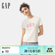 蓋璞（GAP）女裝春季經(jīng)典款純棉字母logo短袖T恤常規休閑上衣727460