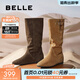 百麗（Belle）復古簡(jiǎn)約西部堆堆靴女冬季新款商場(chǎng)款內增高高筒靴E5Y1DDG5 灰色 37
