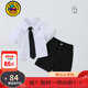 G.duck童裝男童白襯衫套裝夏季純棉薄款兒童衣服幼兒園班服節日演出服 黑白襯衫領(lǐng)帶三件 80碼7-11月(建議寶寶75-85)cm