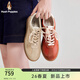 暇步士（Hush Puppies）德訓鞋女 26新款復古拼色運動(dòng)鞋真皮舒適百搭平底女鞋運動(dòng)休閑鞋 落霞橙 37