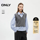 ONLY2025秋季新款針織馬甲兩件套翻領(lǐng)正肩長(cháng)袖襯衫女|125405012 C41藍風(fēng)鈴 M