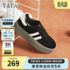 他她（TATA）復古板鞋女平底德訓鞋阿甘休閑鞋 黑/白 37