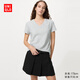 優(yōu)衣庫女裝竹節紗V領(lǐng)T恤/短袖26春夏新款483460 03 灰色 M