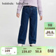 巴拉巴拉【balaOne】童裝女童長(cháng)褲寬松直筒牛仔褲2026春新款休閑水洗淺色