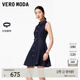 VEROMODA連衣裙女2026春季新款腰帶紐扣裝飾撞色明線(xiàn)牛仔傘裙326142011 特深牛仔藍 M