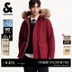 杰克·瓊斯（JACK&JONES）男裝冬季派克羽絨服抽繩連帽毛領(lǐng)可拆卸寬松純色外套225412065 F15酒紅色 S （170）