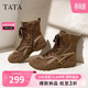 他她TATA拳擊靴運動(dòng)阿甘鞋加絨女鞋時(shí)尚 啡色 35