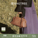 BAGTREE包包樹(shù)松蘿包手提包新款頭層植鞣牛皮波士頓包保齡球斜挎女士包包 烤棕色【bag tree女包】 高級小眾