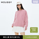 moussy 春季新品休閑圓領(lǐng)套頭字母寬松衛衣女028IAZ90-1012 090粉紅色 均碼