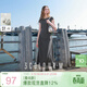 三彩2025秋季新款設計感收腰連衣裙A字裙圓領(lǐng)短袖T恤裙長(cháng)裙M