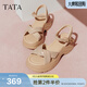 他她（TATA）璀璨星空涼鞋女鞋夏季新款休閑厚底法式氣質(zhì)時(shí)裝涼鞋女CXT01BL5 杏色 37