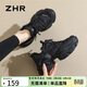 ZHR老爹鞋女運動(dòng)跑步厚底休閑鞋女潮流透氣舒適拼接女鞋 G673黑色 37