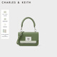 CHARLES&KEITH復古編織拎手提包斜挎包單肩包包女包生日禮物CK2-50781528 Sage Green灰綠色 S