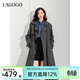 LAGOGO干練翻領(lǐng)風(fēng)衣女拉谷谷春秋新款格雷系高級感插肩袖外套 深灰色(R0) L