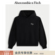 Abercrombie & Fitch美式復古經(jīng)典LOGO百搭抓絨落肩袖連帽衛衣25秋冬女裝152-5420 黑色 L (165/104A)