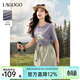 LAGOGO紫色顯白純棉T恤女拉谷谷2025年春夏新款圓領(lǐng)印花短袖上衣 紫色 M