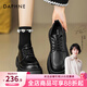 達芙妮樂(lè )福鞋女春秋小皮鞋2025新款百搭黑色松糕英倫風(fēng)厚底通勤小皮鞋女 黑色【四季款】 37