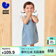 迷你巴拉短袖套裝女童寶寶親膚透氣純棉甜美背帶裙短袖兩件套 象牙白10402 90