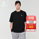 哈吉斯（HAZZYS）男女裝 26新款夏季純色上衣【情侶款】PHIZ系列圓領(lǐng)寬松短袖T恤 黑色BK -男款 3XL （190/108A 54）