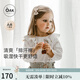 OAK FAMILY兒童長(cháng)袖套裝女孩春季小童圓領(lǐng)荷葉邊純棉t恤+背帶短褲 荷葉領(lǐng)上衣 80 cm