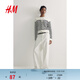 H&M【博主推薦】女裝毛針織衫春新款高智感針織衫氣質(zhì)開(kāi)衫0579541 白色/黑色條紋 M 165/96