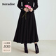 珂萊蒂爾秋季款法式優(yōu)雅100綿羊毛過(guò)膝保暖A型中厚半身裙 黑色 M