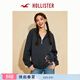 HOLLISTER美式舒適抓絨布連帽開(kāi)衫衛衣外套25冬季女裝352-5262 水洗黑色 S (165/84A)