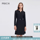 PRICH時(shí)尚小V領(lǐng)魚(yú)尾連衣裙2025春季新款收腰長(cháng)袖小黑裙新年 19黑色 XS 155