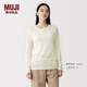 MUJI 女式 萊賽爾混天竺編織 輕薄圓領(lǐng)針織衫女裝上衣打底衫 BA1RGA6S 象牙色 XL (165/92A)