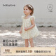 babylove女寶寶連衣裙夏季網(wǎng)紗蓬蓬裙嬰兒裙子甜美可愛(ài)飛袖外出公主裙