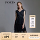 PORTS寶姿春夏新品女裝V-領(lǐng)無(wú)袖中長(cháng)連衣裙SM8D059MLN001 黑色 M (6)