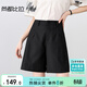 尚都比拉小個(gè)子穿搭休閑褲女春夏梨形顯瘦闊腿褲氣質(zhì)修身短褲 黑色  XL 