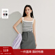 茵曼（INMAN）條紋方領(lǐng)針織吊帶小背心2026夏季女裝新款短款修身百搭上衣 白黑條 L