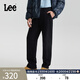 Lee【秋冬抓絨休閑寬松直筒褲】經(jīng)典斜紋布潮舒適男士保暖休閑褲 黑色 32