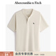 Abercrombie & Fitch經(jīng)典小麋鹿圖案男裝25夏季美式重磅寬松亨利領(lǐng)短袖T恤 奶油色 XS (170/84A)尺碼偏大