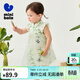迷你巴拉【新中式】網(wǎng)紗連衣裙女童透氣純棉旗袍裙夏季國風(fēng)禮物 白綠色調00314 100
