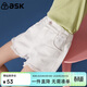 ASK JUNIOR女童褲子2025夏薄款兒童褲腳毛邊休閑牛仔短褲潮 白色 160