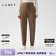 朗姿/LANCY冬季新款牦牛絨休閑小腳褲子女高端綿羊毛針織褲曠野美拉德 駝色 M
