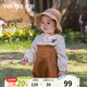 幼歌（YOUGE） 春秋男女童背帶褲生兒寶寶爬服燈芯絨童裝寬松褲 土黃 90 cm