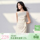 三彩2026春季新款一字領(lǐng)無(wú)袖連衣裙法式波點(diǎn)A字長(cháng)裙女 米白色幾何 L 165/88A