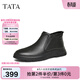 他她（TATA）加絨一腳蹬高幫皮鞋男士商務(wù)休閑真皮短靴冬PDQ01DD4 黑色（絨里） 41