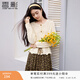 香影鏤空針織衫女2026春季新款慵懶米白寬松長(cháng)袖圓領(lǐng)抽繩收腰上衣 鷺白 M 160/84A/95-110斤
