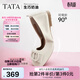 他她（TATA）生巧奶油裸色平底鞋女軟底舒適真皮單鞋女方扣護士鞋百搭 米白[膚感牛皮]-XGJ01 38