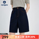 Navigare意大利小帆船輕薄牛仔短褲女夏季百搭時(shí)尚五分褲高腰通勤百搭中褲 海軍藍 S
